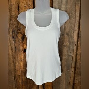 Nine West White Ribbed Tank Top - size small